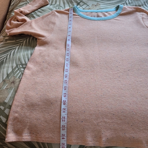 3/$25 NWOT Candace Cameron Bure Waffle Knit Long Sleeve Tee Shirt Orange XL - Picture 5 of 10